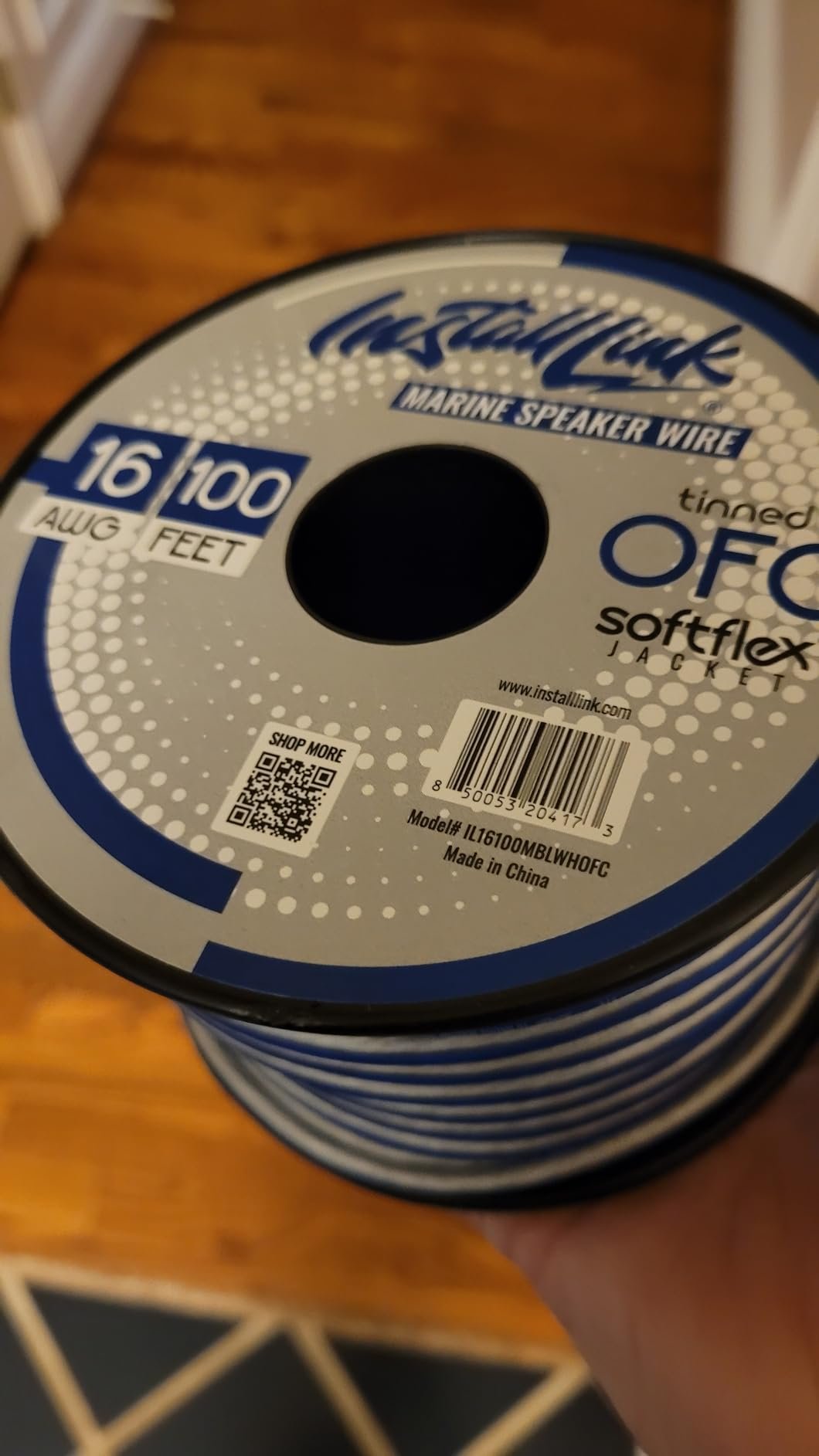 Marine Speaker Wire 14 Gauge, Tinned OFC, 100ft, Blue/White