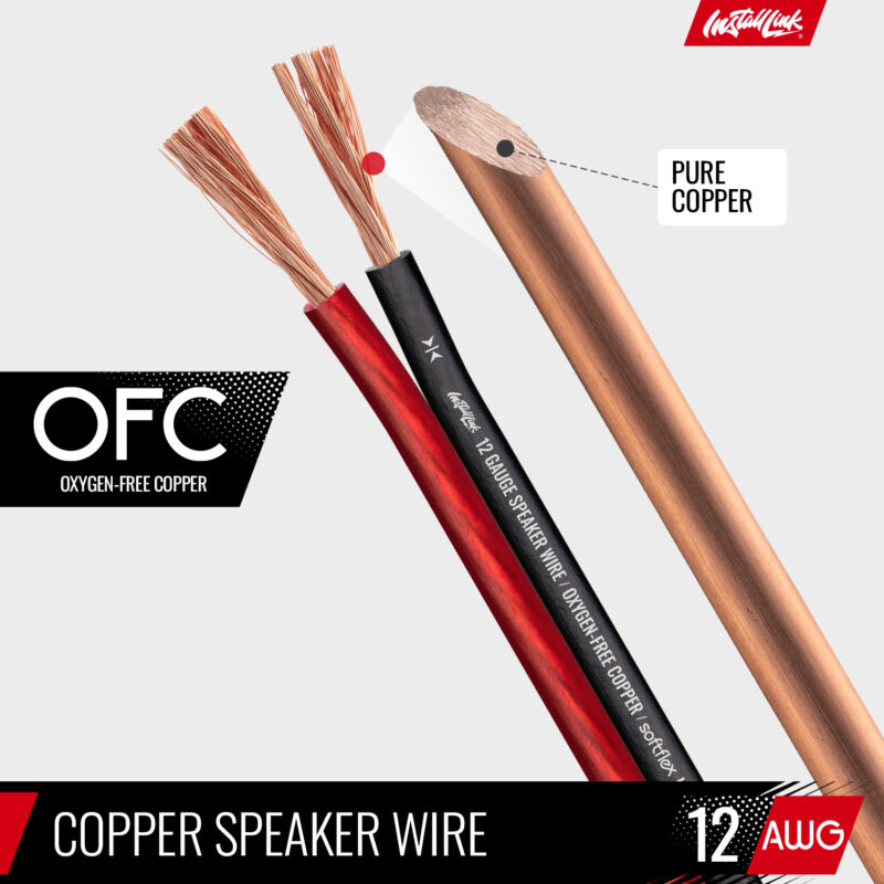 Speaker Wire 12 Gauge OFC, 100ft, Red/Black