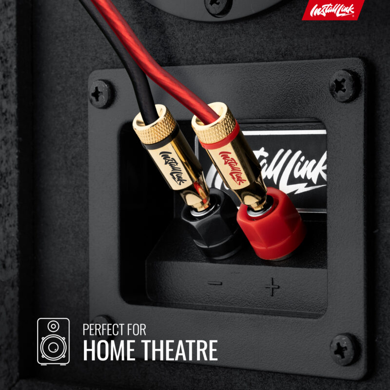 Speaker Wire 14 Gauge, CCA, 100ft, Red/Black with 12 Banana Plugs