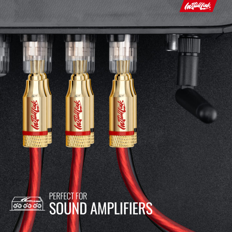 Speaker Wire 14 Gauge, CCA, 100ft, Red/Black with 12 Banana Plugs